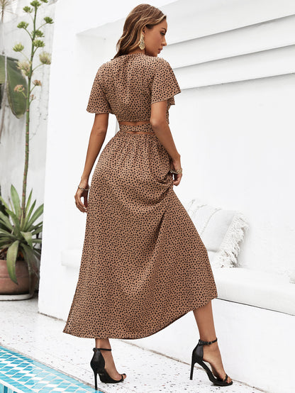 Summer Chiffon Set Woman Two Piece Skirt Set Women Leopard Print Crop Top and Skirt Suits Party Milf 2 Piece Set Outfits