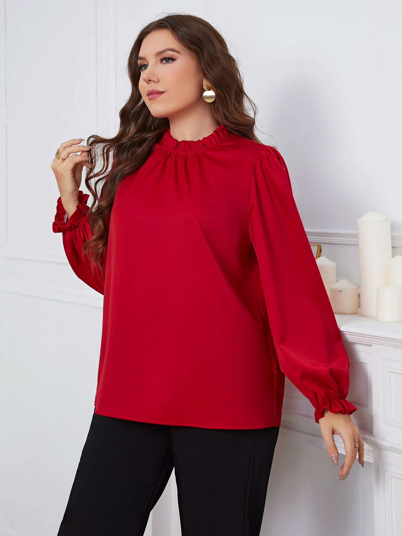 Plus Size Women Clothing Solid Blouses Tops Spring Autumn Long Sleeve Casual Elegant Office Ladies Big Size Blouse